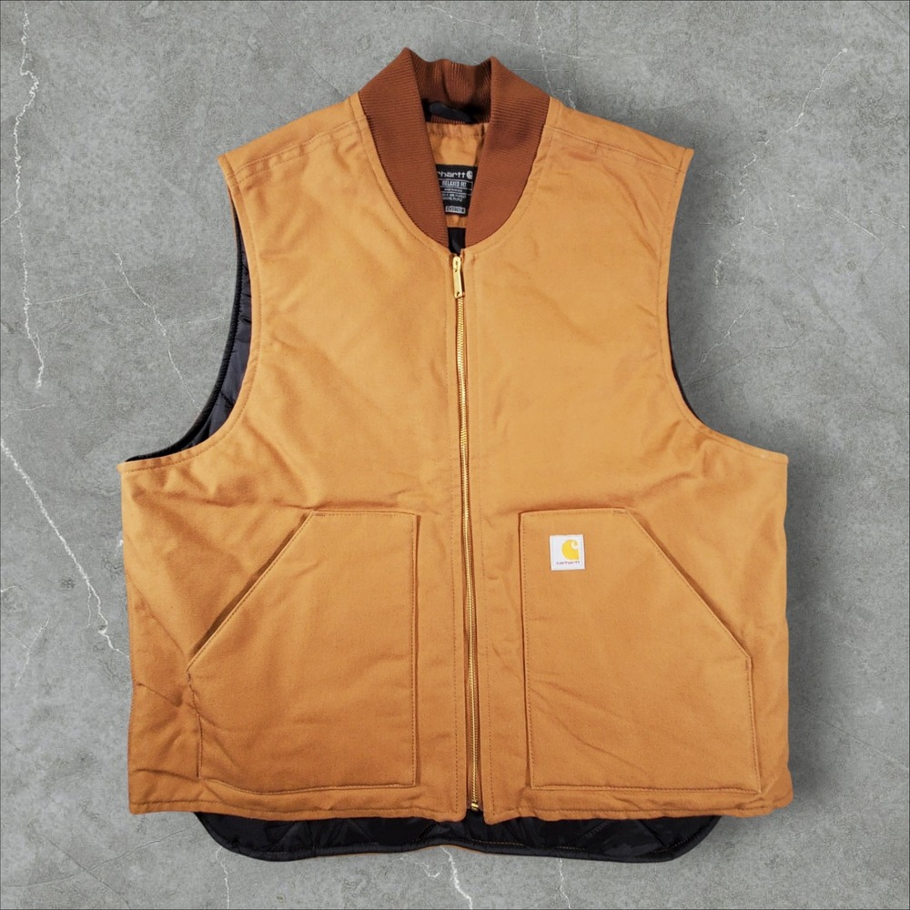 Carhartt Duck Vest Mens XL Brown OV0001-M V01-BRN Quilted Lining Relaxed Fit